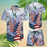 Flag, Statue of Liberty, Eagle July 4Th Hawaiian Shirt