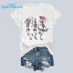 Independence Day Dancing Skeleton American Flag Shirt