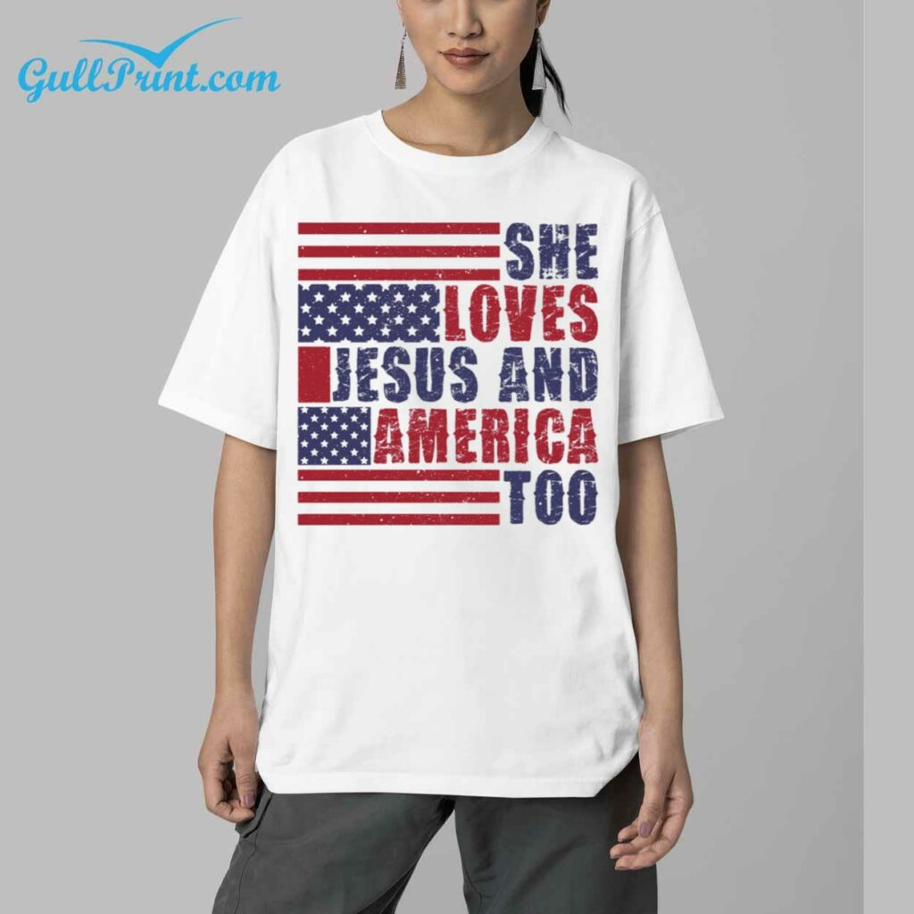 4th of July She loves Jesus and America Too Shirt 5