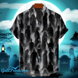 Mens Vintage Dark Style Ghost Halloween Printed Shirt 1