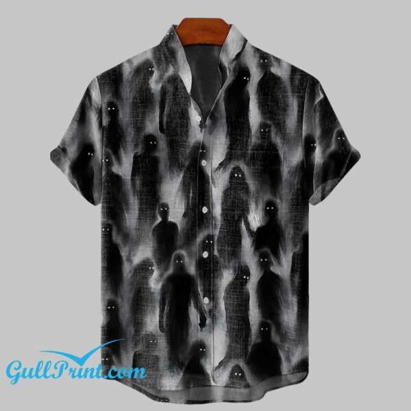 Mens Vintage Dark Style Ghost Halloween Printed Shirt 2