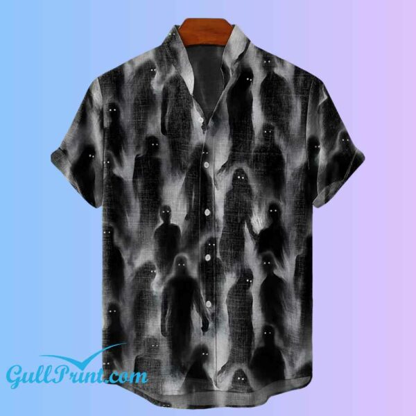 Mens Vintage Dark Style Ghost Halloween Printed Shirt 3