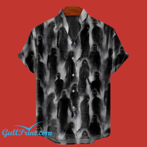 Mens Vintage Dark Style Ghost Halloween Printed Shirt 4