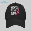 Never Give Up Pink Ribbon Breast Cancer Awareness Print Cap 1