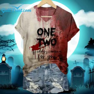 One Two Freddys Coming For You Print Shirt 1