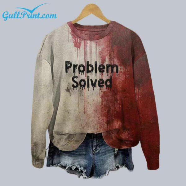 Unisex Bloody Problem Solved Halloween Print Sweatshirt 1