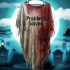 Womens Bloody Problem Solved Halloween Print Vintage Smock 3