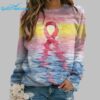 Womens Casual Pink Ribbon Breast Cancer Art Print Shirt 3