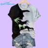 Womens Halloween Witch Shadow Print Casual Shirt 3