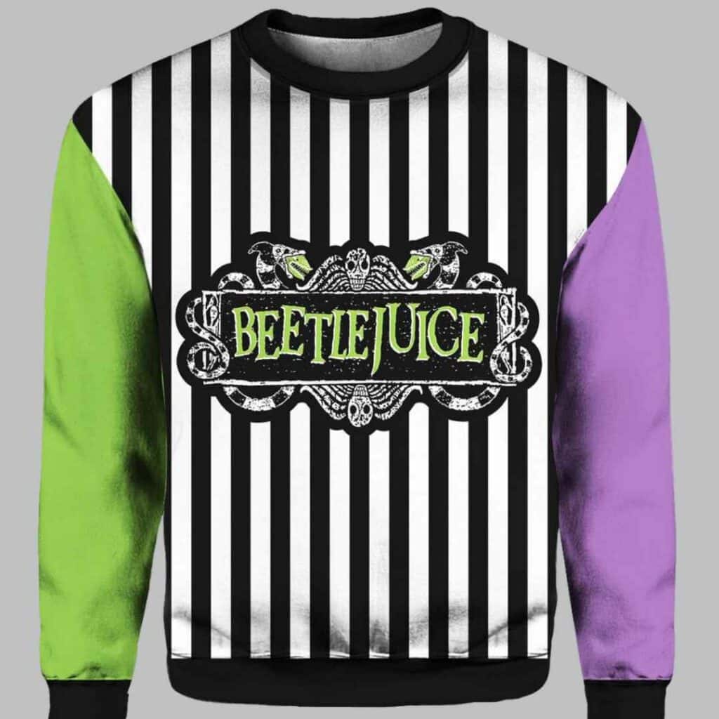 Beetlejuice Classic Halloween Horror Movie Contrast Color Raglan Sweatshirt