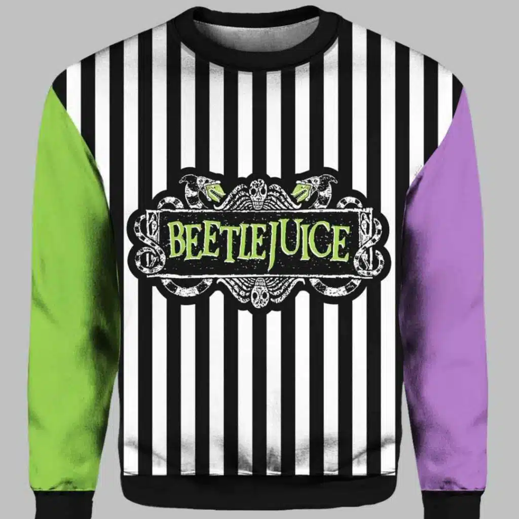 Beetlejuice Classic Halloween Horror Movie Contrast Color Raglan Sweatshirt