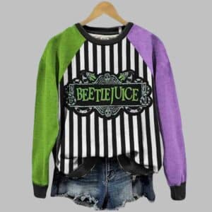 Beetlejuice Classic Halloween Horror Movie Contrast Color Raglan Sweatshirt