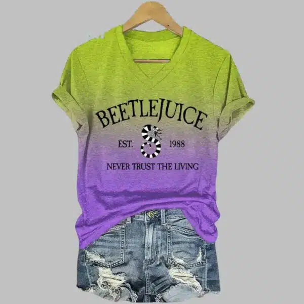 Beetlejuice Halloween Horror Movie 2024 Inspired Gradient T Shirt