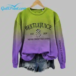 Beetlejuice Never Trust The Living Halloween Horror Movie 2024 Inspired Gradient Sweatshirt 1