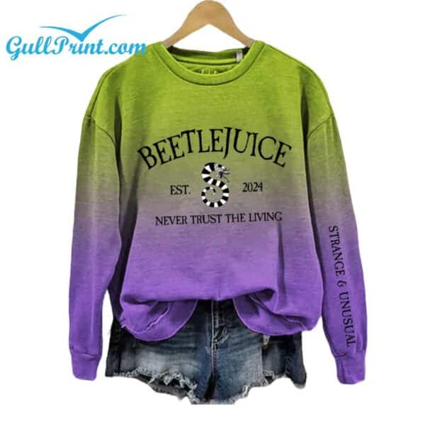 Beetlejuice Never Trust The Living Halloween Horror Movie 2024 Inspired Gradient Sweatshirt 2