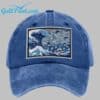 Blue Waves and Cats Printed Hat 1