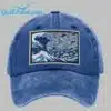 Blue Waves and Cats Printed Hat 1