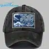 Blue Waves and Cats Printed Hat 2