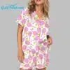 Champagne Tennis Print Pajama Set 3