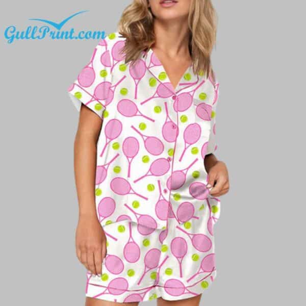 Champagne Tennis Print Pajama Set 3