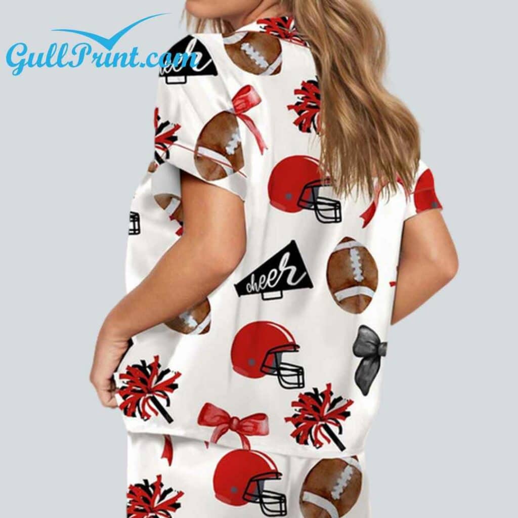 Cheer Football Coquette Bows Satin Pajama Set 2