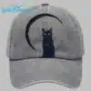 Distressed Washed Cotton Vintage Cat Print Hat 1