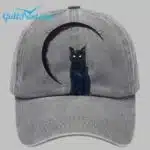 Distressed Washed Cotton Vintage Cat Print Hat