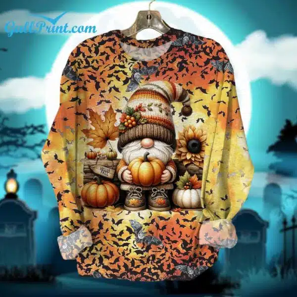 Gnome Pumpkin Halloween Gradient Print Shirt 2