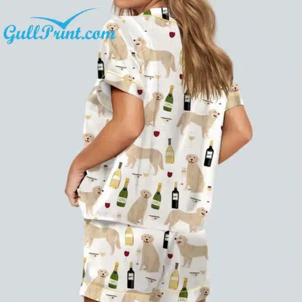 Golden Retriever And Wine Satin Pajama Set 2