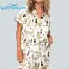 Golden Retriever And Wine Satin Pajama Set 3