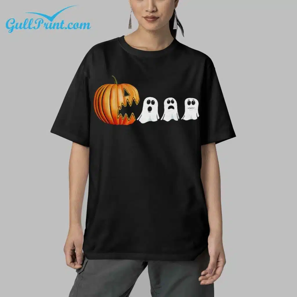 Halloween Pumpkin Ghosts Lantern Print Round Neck T Shirt 5