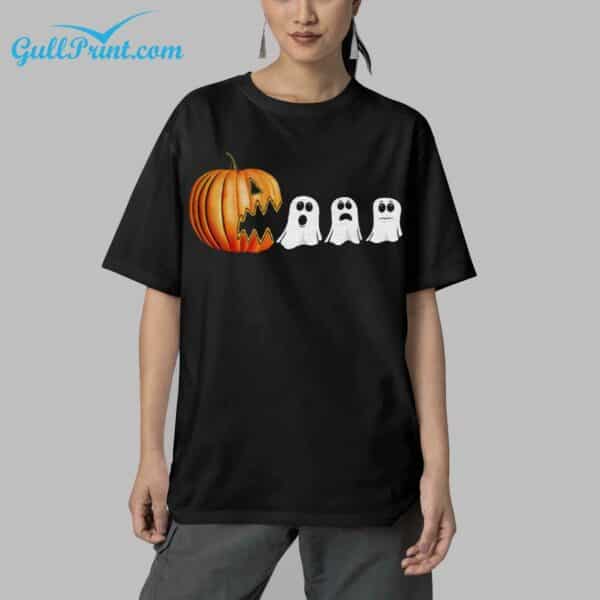 Halloween Pumpkin Ghosts Lantern Print Round Neck T Shirt 5