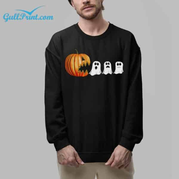 Halloween Pumpkin Ghosts Lantern Print Round Neck T Shirt 6