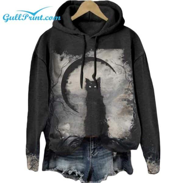 Halloween Vintage Cat Drawstring Sweatshirt 2