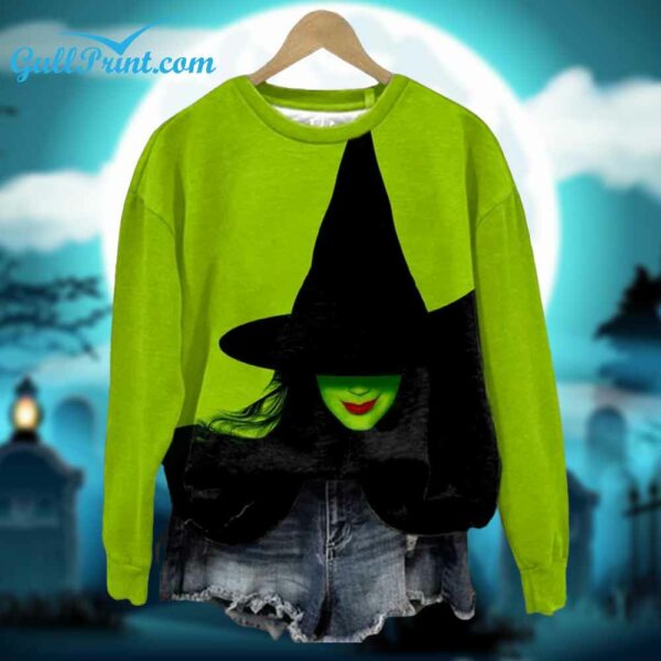 Halloween Witch Print Round Neck Sweatshirt 1