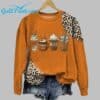 Leopard Fall Pumpkin Spice Coffee Printed Round Neck Sweatshirt 1