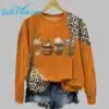 Leopard Fall Pumpkin Spice Coffee Printed Round Neck Sweatshirt 1