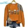 Leopard Fall Pumpkin Spice Coffee Printed Round Neck Sweatshirt 2