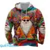Mens Vintage Colorful Santa Hoodie 3