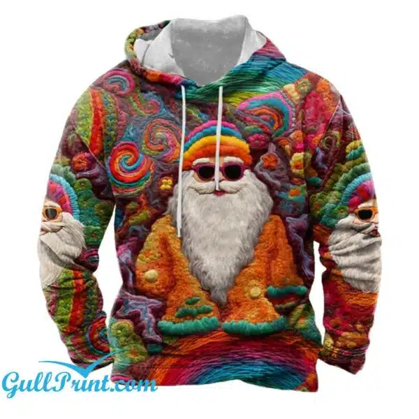 Mens Vintage Colorful Santa Hoodie 3