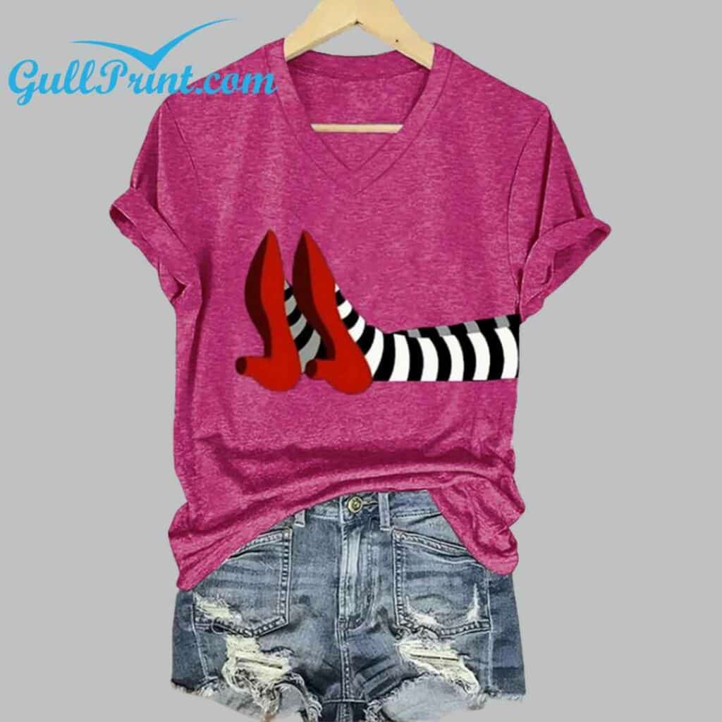 Red Shoes Womens Halloween Printed Casual T Shirts 3