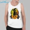 Scary Black Cat Witch Hat Pumpkin Print Round Neck Shirt 3