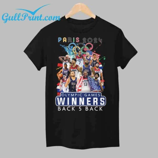 USA Basketball Men National Team Olympic Games Winners Back 5 Back Paris 2024 Shirt 1