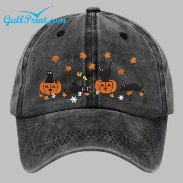 Unisex Autumn Leaves Cat Pumpkin Hat 1