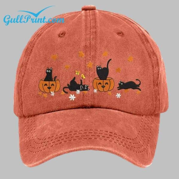 Unisex Autumn Leaves Cat Pumpkin Hat 2