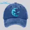 Unisex Blue Waves and Cats Printed Hat 2