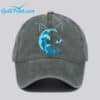 Unisex Blue Waves and Cats Printed Hat 3