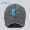 Unisex Blue Waves and Cats Printed Hat 3