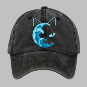 Unisex Blue Waves and Cats Printed Hat