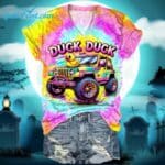 Unisex Tie Dye Duck Print Casual Shirt